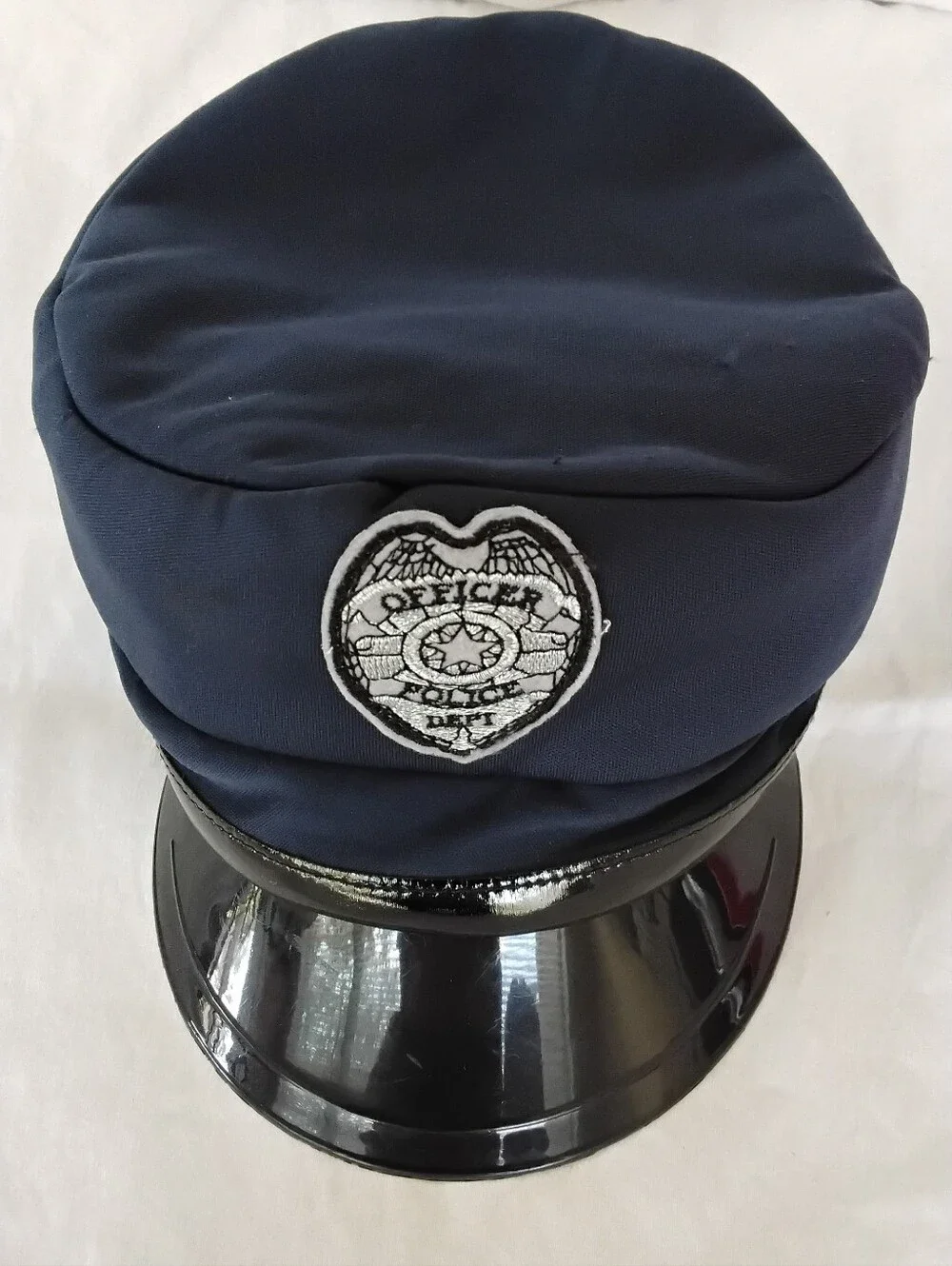 Kids Navy Police-Style Officer Cap with Badge Patch